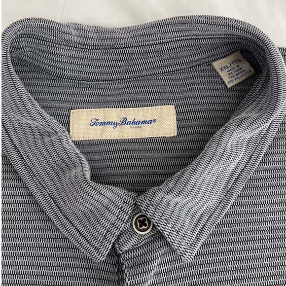 Tommy Bahama‎ Men's XXL Polo Shirt Gray Striped Short Sleeve Casual Golf - Picture 3 of 7